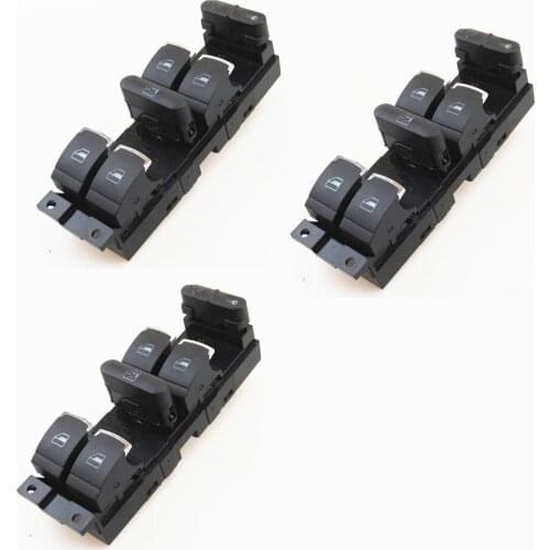 FHAWKEYEQ 3 Pcs Driver Side Chrome New Master Window Switch For VW Jetta Golf GTI MK4 Passat B5 3BD 959 857 3BD959857 1J4959857D