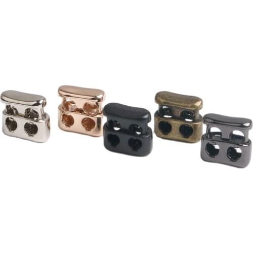 Alloy Cuboid 2 Holes Press Locker Cord Stopper Rope Ends LidDrawstring Toggles Clip For Clothes Apparel Shoelace Accessories