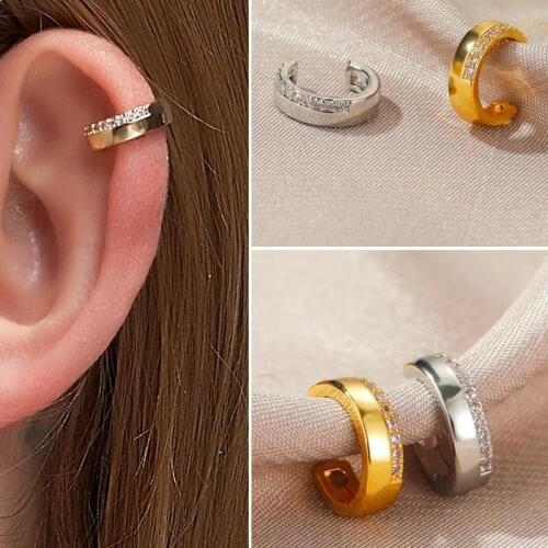 Korean Clip Earrings For Women Crystal Earing Without Hole Jewelry Fake Earring Gold Silver Color Single Ear Clip Earings Gift