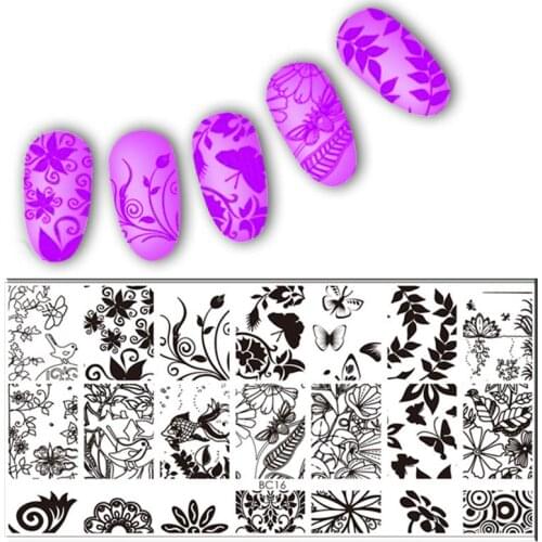 Leaf Theme Nail Art Stamp BC11-20 Template Image Plate Rectangular Stamping PLates