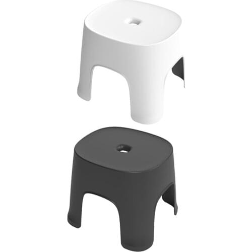 2Pcs Small Bench Anti-Skid Coffee Table Plastic Simple Stool Adult Thickening Childrens Stool for Shoes Short Stool White & Bla