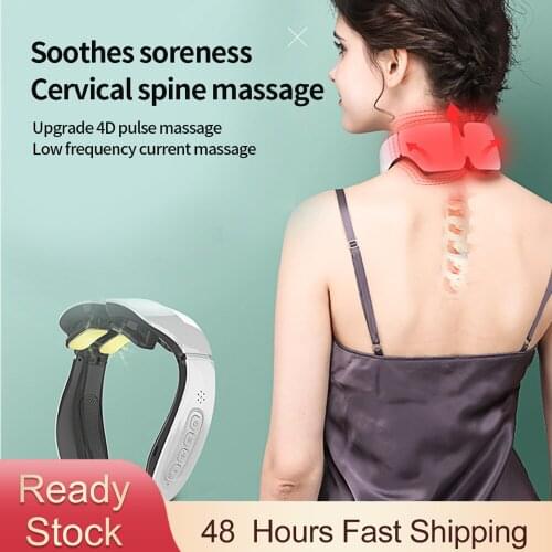 4 Heads Neck Massager Smart Electric Neck and Back Pulse Massager Multifunctional Electric Hot Compress Pulse Neck Protector