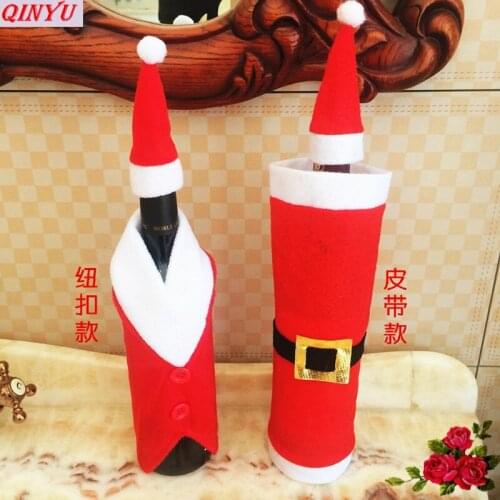 Fashion Creative Christmas Santa Claus Red Bottle Cover Sets Wine Bottle Bags Christmas Party Dinner Ornaments 6ZHH086