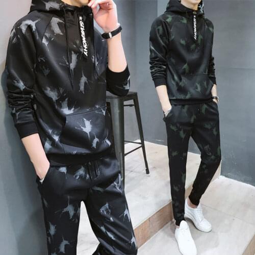 Mens Casual Sports Suit Korean Version of The Trend of Spring Boys Clothes Handsome Mens 2021 New Trendy Sweater Men