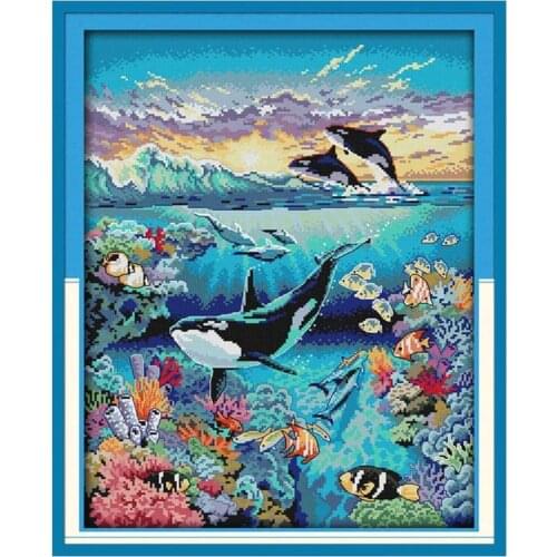 Manufacturer Needlework Underwater World Cross-stitch Kits Embroidery with 100% Cotton Flosses & Free Shipping for Home Decor