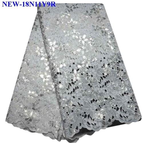 Nigerian sequins Lace Fabrics For Wedding dress 2018 Beaded Lace Fabric High-End Embroidered Handmade French Lace Fabric NR016