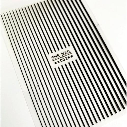 Newest SHE-002 Black and white Gold line 3d nail art sticker nail decal stamping export japan designs rhinestones decorations