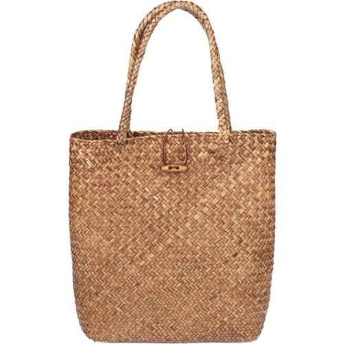 Hand-Woven Large Rattan Flower Basket Tote Bag Travel Handbag Shopping Bag For Women Home Decorations
