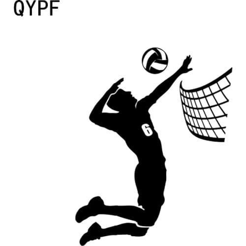 QYPF 12*15.1CM Fashion Volleyball Players Decor Car Stickers Vinyl Accessories Black/Silver C16-1364