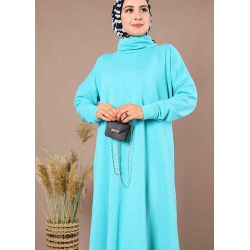 Turtleneck Loose Hijab Dress With Many Colors Muslim Sets Woman Long Dress Abaya Hijab Muslim Clothing European American Islam