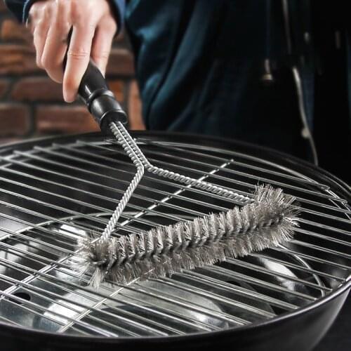 Barbecue Grill Brush Stainless Steel Wire Non-stick Outdoor BBQ Cleaning Brushes With Handle BBQ Clean Tools Cooking Accessories