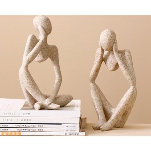 Nordic Art Abstract Thinker Statue Resin Figurine Office Home Decoration Accessories Desktop Decor Figures Modern Ornament