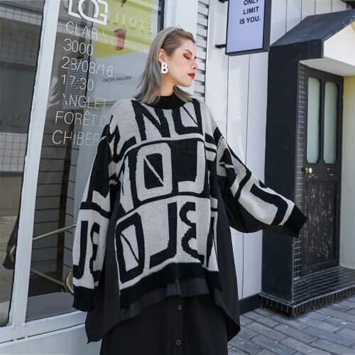 Plus size sweater Loose Ladies Sweater Pullover Autumn Winter Arrival Jumpers Knit Sweaters Women Pull Femme Ruffles Geometric