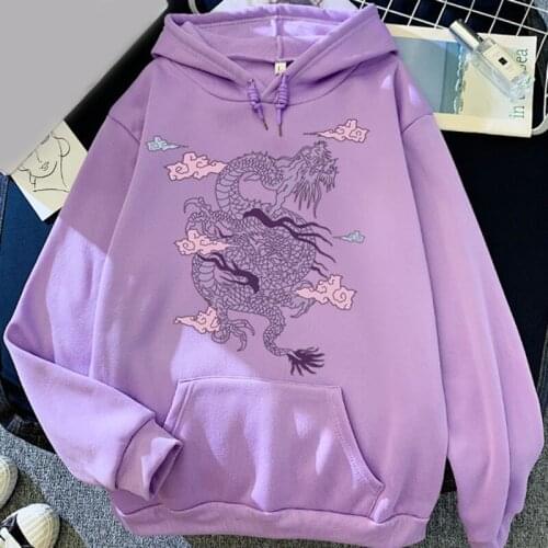 Dragon Print Sweatshirt Kawaii Hoodies For Women Top Clothes Hoody Female Itself Winter Womens Hoodies Full Sleeve