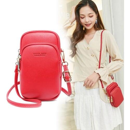 High Quality Small Women Shoulder Wallets and Bags Cell Phone Purse Crossboby Bags For Women 2020 Red Female Hand Messenger Bags