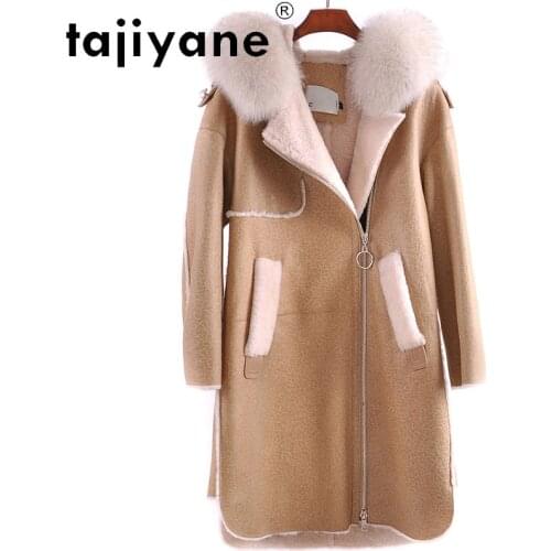 Tajiyane Winter Coat Women 2020 Raccoon Fox Fur Jackets Female Real Sheepskin Wool Jacket Woman Long Cloth Mujer Parkas TN591