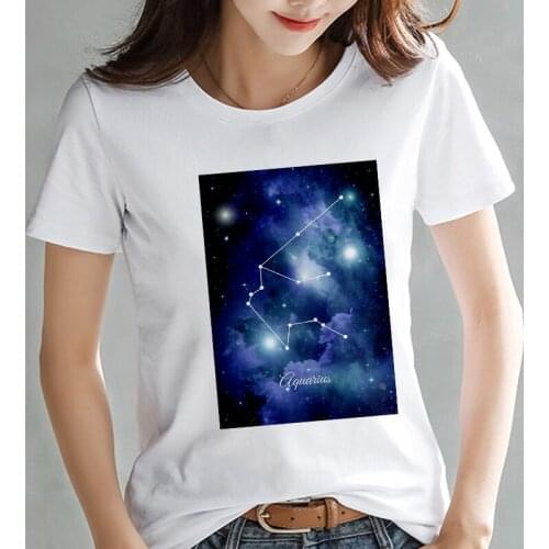 Women 2020 Summer Harajuku T-Shirt Twelve constellation pattern printing T Shirt Casual short sleeve Tops Streetwear Tshirt