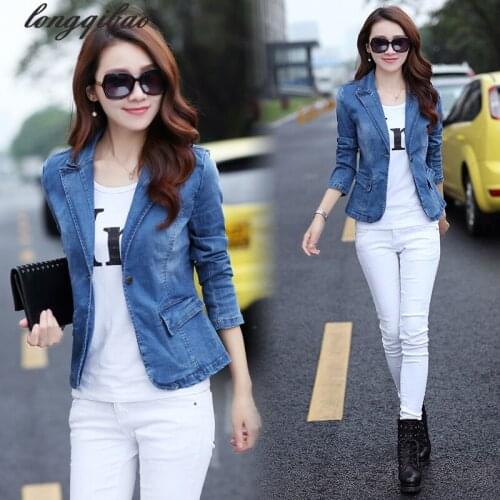 Female short section 2017 spring and autumn new long-sleeved students fashion denim Slim jacket TB767