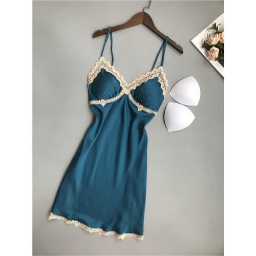 Women Clothes Silk Women Sleepwear Sleevless Lace Home Dress Sling Sexy Nightgown Fashion Female Nightdress