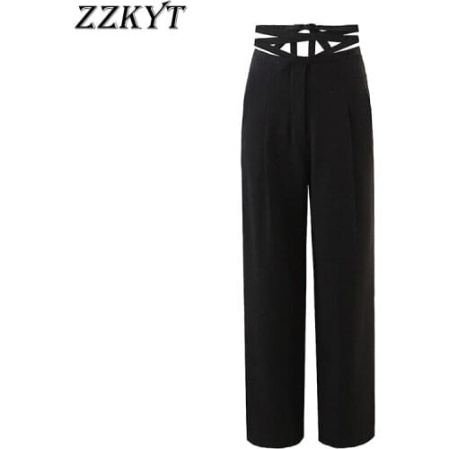 ZZKYT 2021 Women Summer Vintage Solid Back Pocket Pants Fashion Zipper Fly Bow Tie Sashes Office Lady Female Ankle Trousers