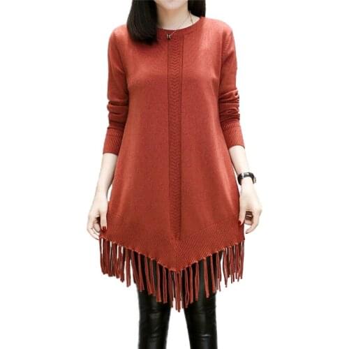 Flocking Thick Sweater Women 2019 Winter Plus size 4XL Knit Pullover Tassel Long sleeve Bottoming shirt Long Sweater Female H610