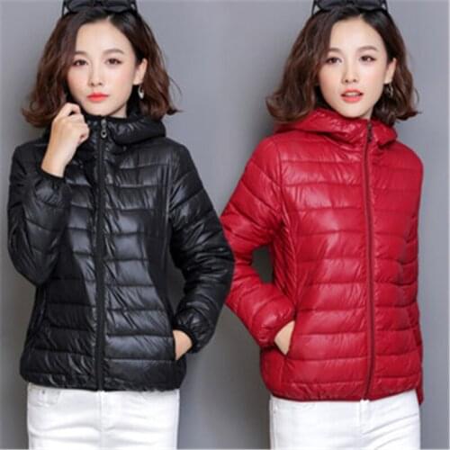 Short Cotton Coat Women 2020 Autumn Winter Fashion New Thin And Light Loose Zipper Long Sleeve Hooded Cotton Coat Tide H1116