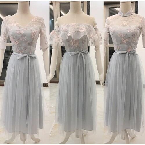 Plus Size Women New Elegant Bandage Dusty Blue Pink Lace Guest Party Medium-long Women Lace Mesh Summer Dresses Party Dresses