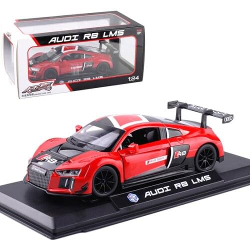 1:24 high simulation racing alloy Audi R8 sports car sound and light alloy car model toys for children gifts