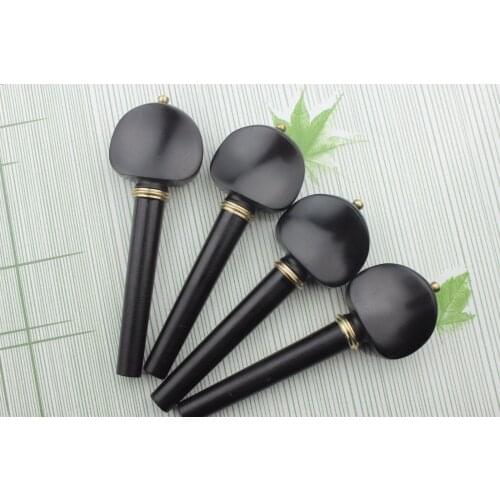 1 set (4pcs) New ebony cello tuning pegs 4/4 full size inlaid copper cello parts