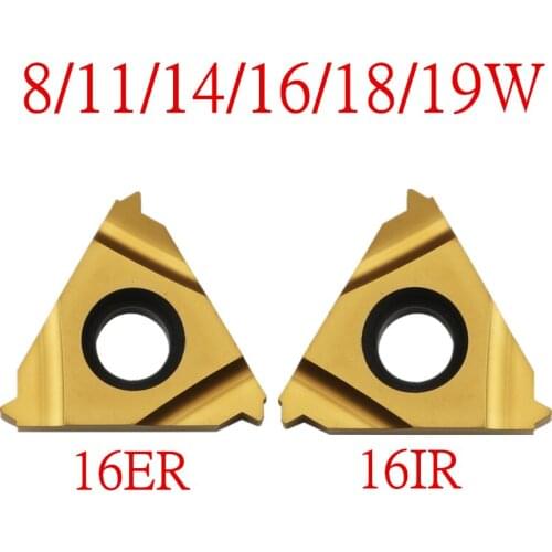 10PCS 16ER 16IR 8/11/14/16/18/19 W, tungsten carbide turning threading insert Whitworth 55 degree yellow coating