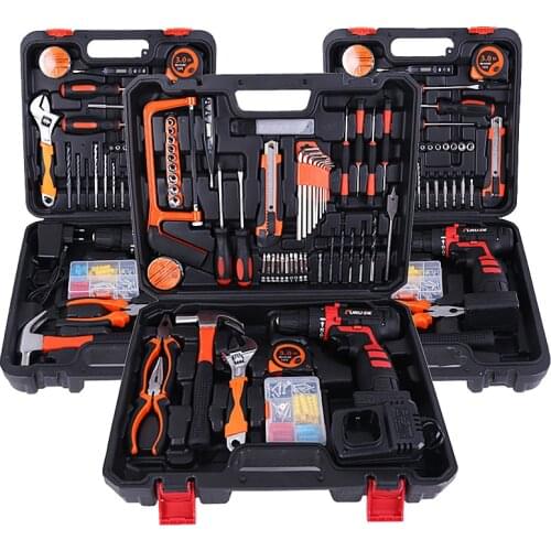 102/92pcs Electric Screwdriver Cordless Drill Tool Set 12/16.8/25V Battery Drill parafusadeira Electric Tools Kit Multitool Set
