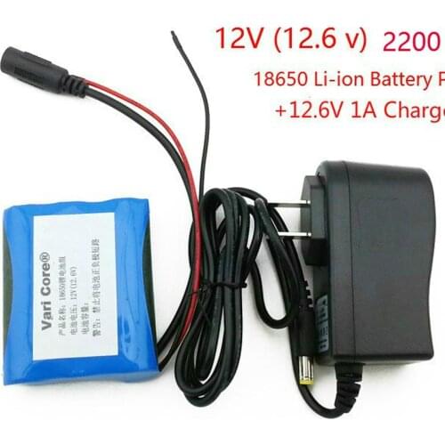 12 V 2600 mAh 18650 Li-ion Rechargeable battery Pack for CCTV Camera batteries + 12.6V 1 A Charger