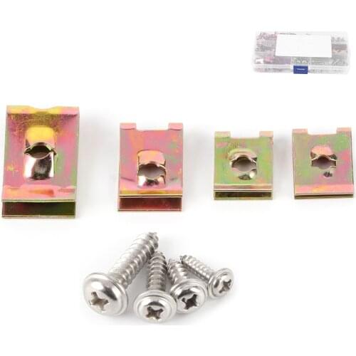 170pcs U Type Screw Base Clips Nut Car Fastener Clip Automotive Interior Trim Fasteners Retainer Fastener Kit Car Accessories