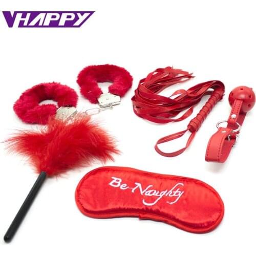 5pcs/set sex toys for couple flirt toys adult games Sex Toy role-playing fun suit Sexual bondage props size Plush/PU handcuffs