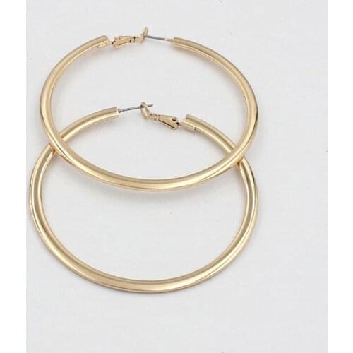 6.5cm smooth circle big hoop earrings women party club wear bear classic earing brincos girls gifts gold color fj824