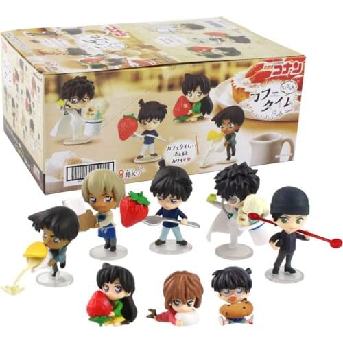 8pcs 5cm Detective Conan Figures Shinichi Kudo Ran Mouri Heiji Hattori Ai Haibara Bourbon Furuya Rei Akai Shuuichi Model Toys