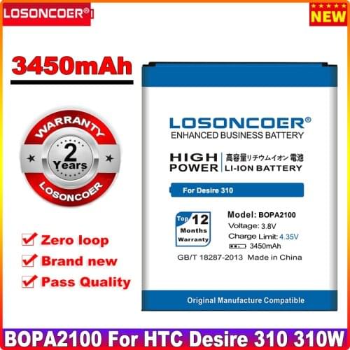 LOSONCOER 3450mAh BOPA2100 Battery For HTC Desire 310 310W Battery