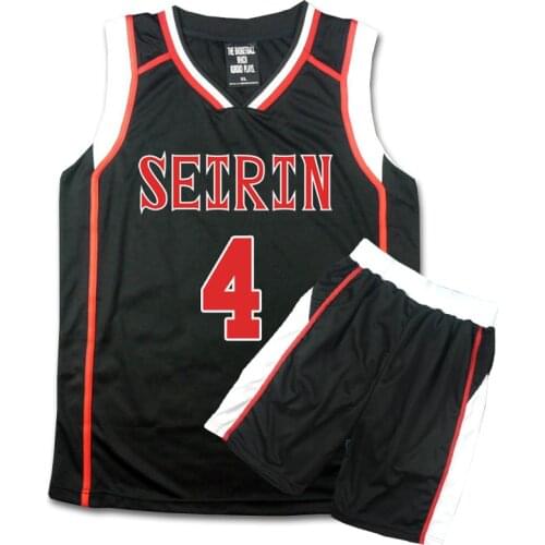 Anime Kuroko no Basuke Cosplay SEIRIN School Basket Uniforms Men Jersey Sportswear T-shirt Shorts Set Black No. 4 7 10 11