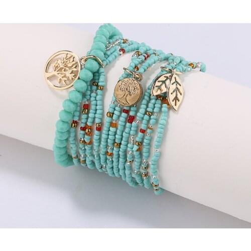 Bohemia Multilayer Beads Bracelets Bangles For Women Jewelry Life Tree Charm Wrap Bracelets Set 2020 New Pulseras Femme Bijoux