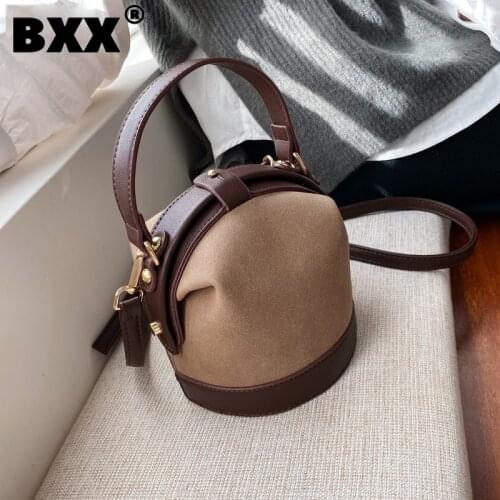 [BXX] Retro Scrub PU Leather Crossbody Bags For Women 2021 Brand Small Shoulder Messenger Bag Female Winter Handbags a143