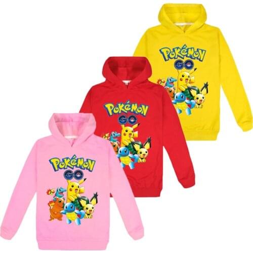Pokemon Childrens Sweater Cartoon Pikachu Middle-aged Boys and Girls Casual Hooded Windproof Outdoor Sports Comfortable Sweater