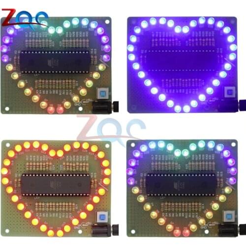 DIY Electronic Kit Heart Shape Colorful LED Module Love Water Light STC89C52 Parts & Components