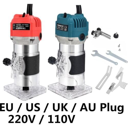 800W Electric Trimmer Hand Trimmer Router Laminate Edge Trimmer 1/4" Wood Router Woodworking Milling Engraving Slotting Machine