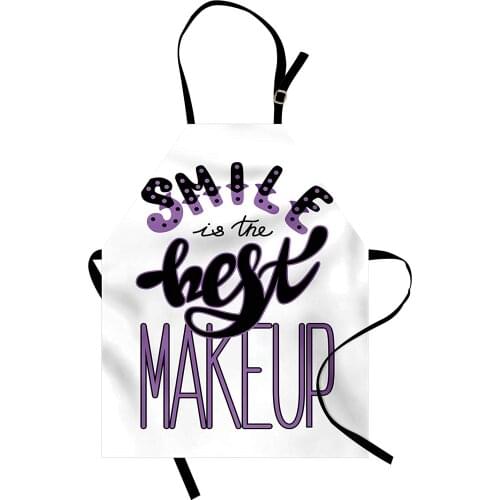 Makeup Cooking Apron Smile is the Best Makeup Hand Drawn Calligraphy Inspirational Happiness Lettering Kitchen Accessories