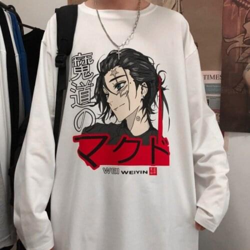 Harajuku Autumn New Personality Fashion Handsome Street Animation Printing Loose Long-sleeved T-shirt Men and Women Tops Tees