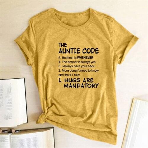 THE AUNTIE CODE Printed T-shirts Women Clothing Summer Tshirt Woman Funny Tops for Women Fashion Cotton Camiseta Mujer Verano