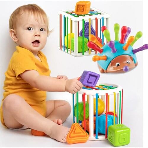 Baby Shape Sorting Toy Motor Skill Tactile Touch Toy 10Months To 3Years Soft Cube Grip Training Montessori Educational Toys Gift