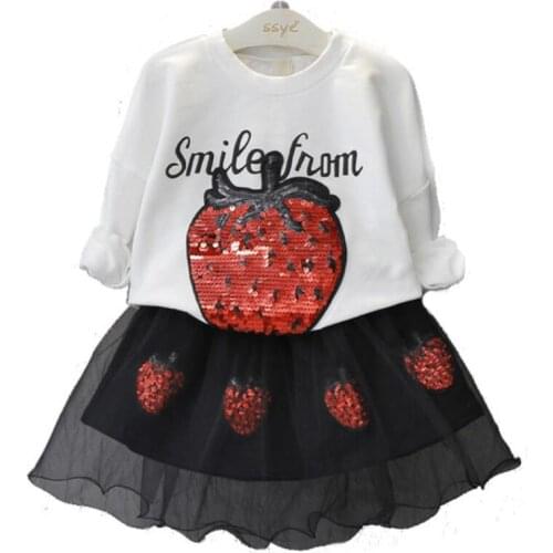 Girls set children clothing set kids Sequin cotton T-shirt+ tutu skirt princess 2 pieces set baby girl clothes for 2-6 years