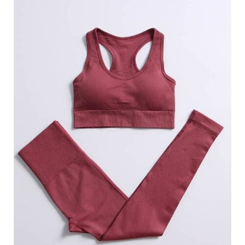 2 Piece Set Women Workout Clothes Gym Clothing Sports Bra Yoga Set Female Fitness Sportswear Seamless Leggings Crop Top Outfits