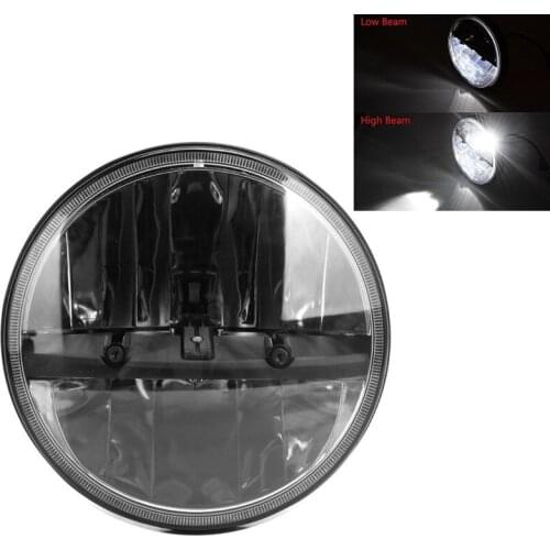 Round LED Headlight Kit with Hi-Lo Beam and Adapter for Motorbikes 1PC 7Inch 6000K Metalized Sealed Beam